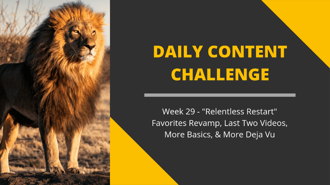 365 Day Content Challenge Week 29: Relentless Restart