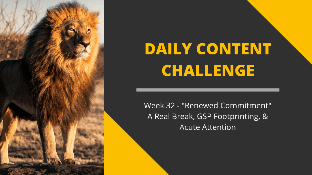 365 Day Content Challenge Week 32: Renewed Commitment