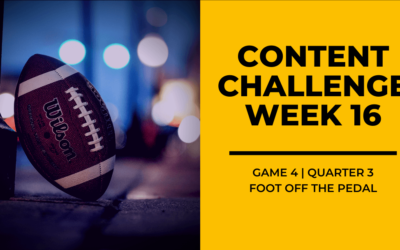 2020 Content Challenge Week 16 Review: Foot Off the Pedal